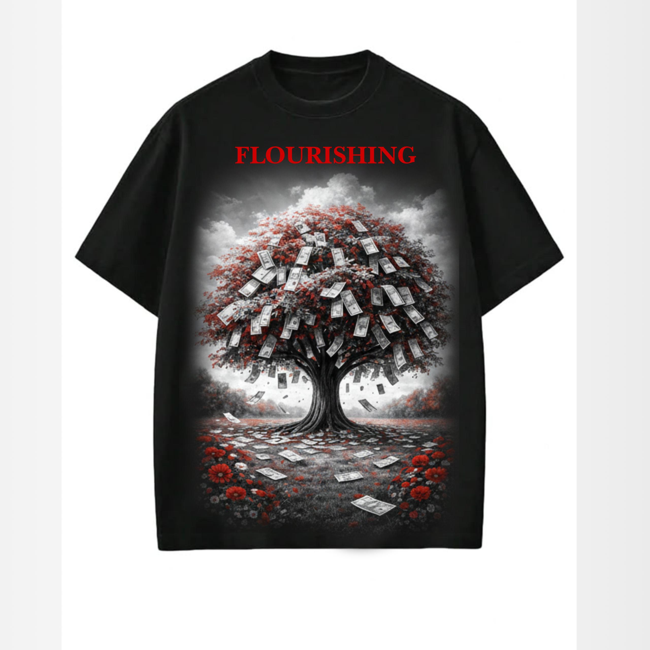 FLOURISHING MONEY TREE BLACK TEE
