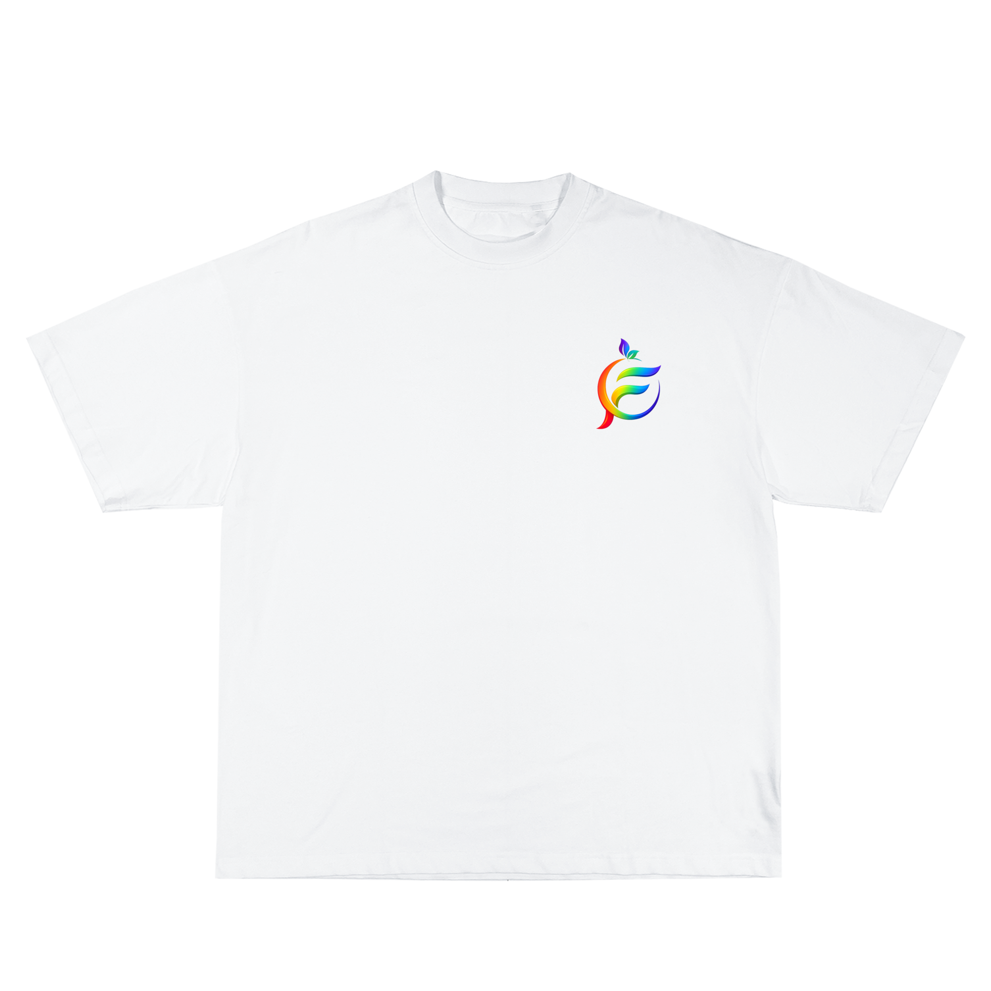 FLOURISHING WHITE RAINBOW LOGO TEE