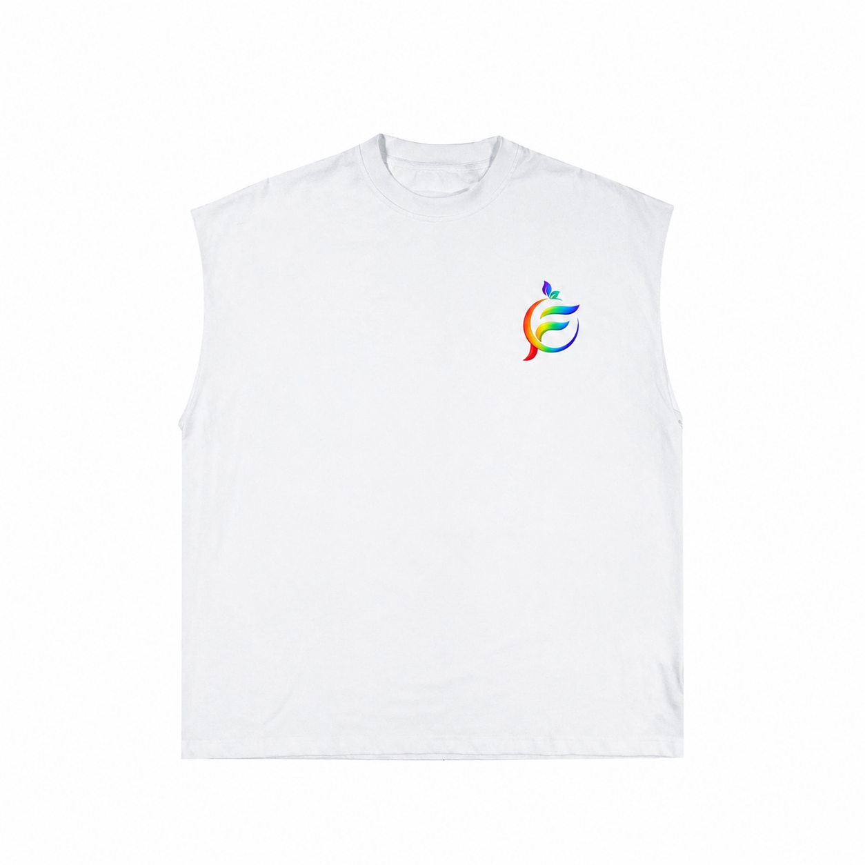 FLOURISHING WHITE RAINBOW LOGO TEE